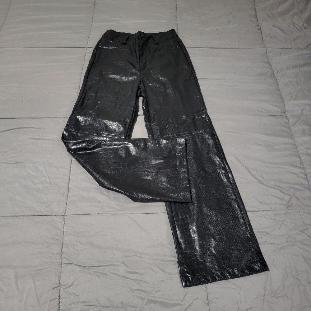 Shein Women's Snake Print Polyester Pants, Black,  Petite XXS